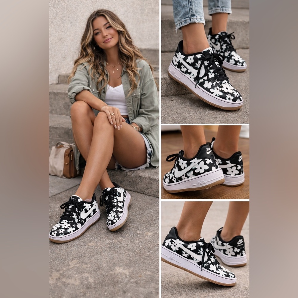 Nike Air Force 1 Floral Daisy Sneakers – Youth Size 7Y / Women’s 8.5